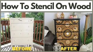 How To Stencil on Wood With A Moroccan Tile Stencil