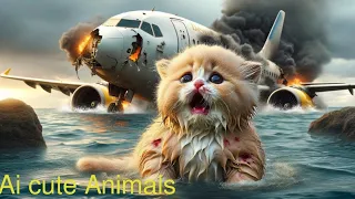 Plane crash -  What is Fate of Cat family!😿😱 #cat #cutecat  #aicat