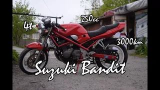 Japanese motorcycle Suzuki GSF250 Bandit. Review. Testride and Check.