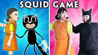 SQUID GAME DOLL vs CARTOON CAT WITH ZERO BUDGET! (SQUID GAME FUNNY ANIMATED PARODY)