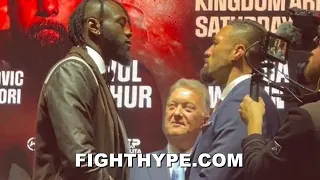 DEONTAY WILDER STEPS TO JOSEPH PARKER & STARES HIM DOWN DURING INTENSE FACE OFF