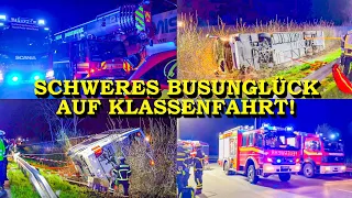 +++ SCHWERES BUSUNGLÜCK AUF KLASSENFAHRT +++ REISEBUS KIPPT AUF AUTOBAHN UM | 30 VERLETZTE | A44