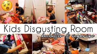 *EXTREME* KIDS ROOM DECLUTTER. EXTREMELY DISGUSTING ROOM! DECLUTTER AND ORGANIZE WITH ME 2022