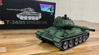 Heng Long RC Panzer T-34/85 Pro 1/16 mit Rauch Sound und Schussfunktion - Test Review Unboxing