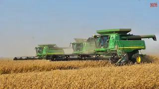 FIRST DAY of Soybean Harvest 2021 : JOHN DEERE Combines