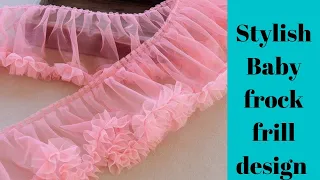 Very Easy tips & trick to make baby frock frill # Latest design of baby frill # cutting & stitching