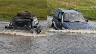 Nissan Patrol y61 vs Mitsubishi Pajero vs Very Deep Water !!! Who will survive ? 😬😬