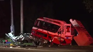 4 hurt when fire truck crashes into pickup truck in Brevard County