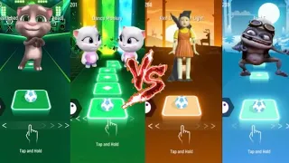 Talking Tom - Talking Angela VS Squid Game - Grazy Frog | Tiles Hop EDM Rush