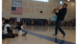 EPIC SAX BATTLE IN PEP RALLY