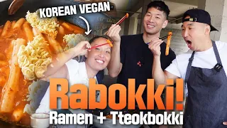 Quickest RaBokki (Ramen + Tteokbokki) aka Spicy Rice Cake ft. @TheKoreanVegan - 라뽂이