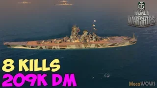 World of WarShips | Musashi | 8 KILLS | 209K Damage - Replay Gameplay 4K 60 fps