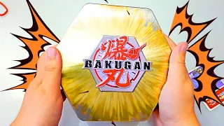 ЖЕЛЕЗНАЯ коробка Бакуган! Система хранения Bakugan Battle Planet Gold Baku Tin