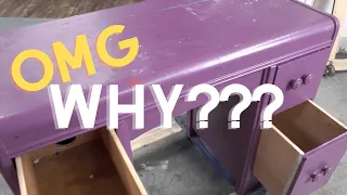 STRIPPING PAINT - vintage vanity/desk makeover ... DRIFTWOOD / BEACH INSPIRED FURNITURE FLIP