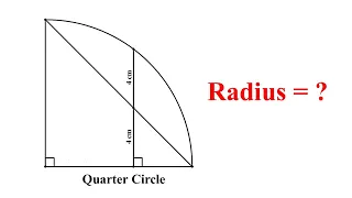 How to calculate the radius of this Quarter Circle? | Simple and Easy solution | Math Problem