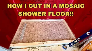 How I Install Hexagon Mosaic Tile on a Shower Floor With a Trench (Tile Redi Base)