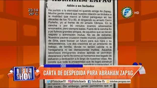 Osvaldo Domínguez Dibb publicó en medios impresos una carta de despedida para el Abraham Zapag