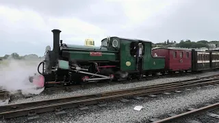 Ffestiniog Railway 'Blanche' dances on damp track.