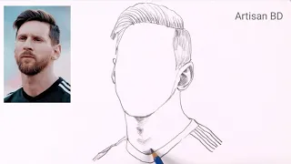 How To Draw Realistic face Lionel Messi | Easy Pencil Sketch | Messi Drawing #messi