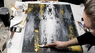(102) Stunning DIY Black and Gold Textured Wall Art / How to Make Your Own Wall Art