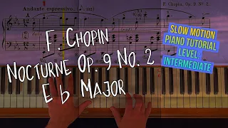 F. Chopin: Nocturne in E♭ Major, Op. 9 No. 2, Slow Motion Piano Tutorial