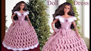 Como hacer vestido para Muñeca Vestido de fiesta con rosa 3D