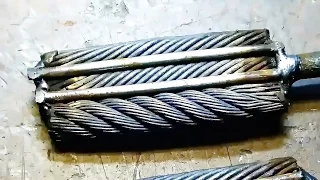 Forging the blade of cable. Damascus from cable.