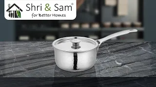 Stainless Steel Heavy Weight Hammered Sauce Pan with SS Lid Platinum Cookware (Unboxing)