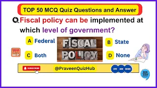 Top 50 MCQ Quiz On Fiscal Policy | Economics Test Series | GK Quiz Question Answer #gkquestion #ssc
