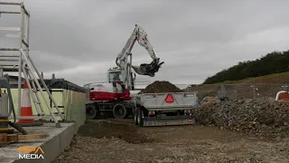 GRS Construction's Takeuchi TB295W with Steelwrist at work in Scotland