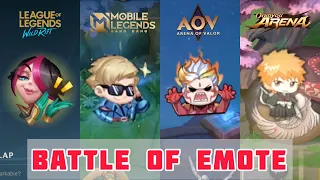 BATTLE EMOTE COMPARISON - MLBB VS AOV VS LOL Wild Rift VS Onmyoji Arena