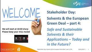 ESIG 4th Stakeholder Day "Solvents & the Green Deal" - 16/01/2024 - SSbD