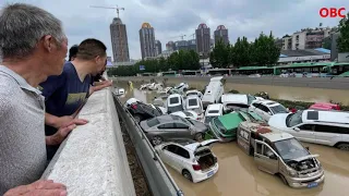 China floods: Drone footage shows the scale of damage as clean up begins