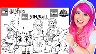 Coloring LEGO Harry Potter, LEGO Ninjago, LEGO Jurassic World & Unikitty Coloring Pages | Markers