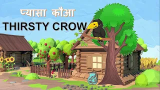 Thirsty Crow Story in hindi   प्यासा कौआ clever crow    Thirsty crow story for kids