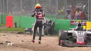 Alonso and Gutierrez MASSIVE crash - Melbourne 2016