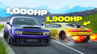 Bugatti Swapped 1,900HP Huracan vs New Dodge Demon in Gran Turismo 7!