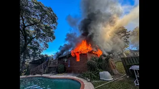 Jacksonville Fire Rescue responds to house fire loaded with live ammo going off.