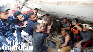 Six-year-old Palestinian girl pulled alive from debris after airstrike demolishes her home