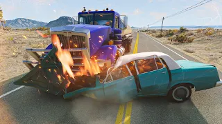 Dangerous Driving and Chain Reaction & Head-on Collision in BeamNG.drive
