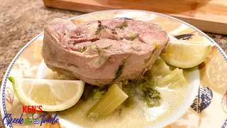 Lamb With Celery Avgolemono | Ken's Greek Table