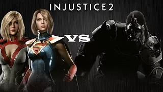 Injustice 2 - Супергёрл и Пауэргёрл против Гориллы Гродда - Intros & Clashes (rus)