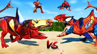 Jurassic World Evolution - Spiderman Megalodon Indominus Rex Vs Megalodon Giganotosaurus Dino Battle