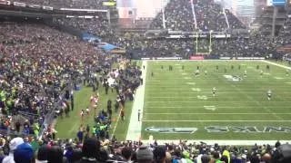 Seahawks 12th Man celebrating after Seattle takes lead over