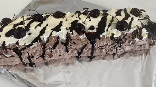 Heavenly Chocolate  Almond Meringue Roulade with Mascarpone Cream and Cherries