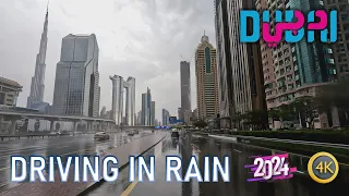 Raining in Dubai 🇦🇪 Driving Tour in Rain [4K] Amazing Skyscrapers (March 2024)