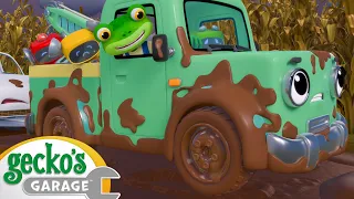 Muddy Maze Mission | Monster Truck| Animal for Kids | Truck and Bus Cartoon | Gecko's Garage