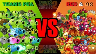 Teams PEA vs ORANGE & RED Plants  - Who Will Win ?  PvZ 2 Team Plant Vs Team Plant
