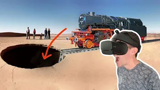 Train Vs Giant Pit in 360° (MrBeast Challenge)