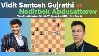 V Santosh Gujrathi vs N Abdusattorov | Tata Steel Masters (2024), Wijk aan Zee NED, rd 12, Jan-27